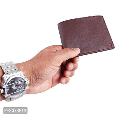 Men's Solid Brown Coloured Artificial Leather Wallets-thumb5