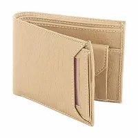 Men's Solid Khaki Coloured Artificial Leather Wallets-thumb2