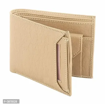 Men's Solid Khaki Coloured Artificial Leather Wallets-thumb3