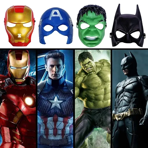 Zyozi Super Hero Cartoon Plastic Mask - Avengers Birthday Party Props Return Gift- Mask Kids 4 Pcs Avengers Heroes Masks Cosplay Boy Girl Toy Hulk