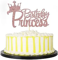 Zyozi Princess Birthday Party Cake Topper - Crown Girl Theme Baby Shower Birthday Party Cake Decoration Supplies (Rose Gold)-thumb2
