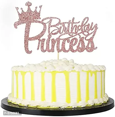 Zyozi Princess Birthday Party Cake Topper - Crown Girl Theme Baby Shower Birthday Party Cake Decoration Supplies (Rose Gold)-thumb3