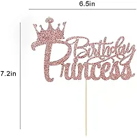 Zyozi Princess Birthday Party Cake Topper - Crown Girl Theme Baby Shower Birthday Party Cake Decoration Supplies (Rose Gold)-thumb1
