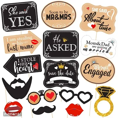 16 Pieces Engagement Announcement Photo Prop Kit Engagement Announcement Party Decorations Engagement Announcement Photo Signs Cardboard for Engagement Wedding Party