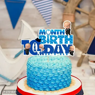 Zyozi 10th Month Boss Baby Month Cake Topper/Ten Month Cake Topper / Ten Month Birthday Cake Topper Pack of 1-thumb0