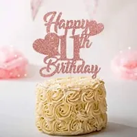 Zyozi Rose Gold Happy 11th Birthday Cake Topper, 11th Birthday Cake Topper for Baby Girls 11th Birthday-thumb2