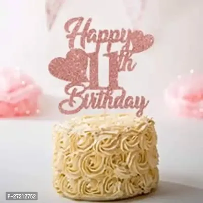 Zyozi Rose Gold Happy 11th Birthday Cake Topper, 11th Birthday Cake Topper for Baby Girls 11th Birthday-thumb3