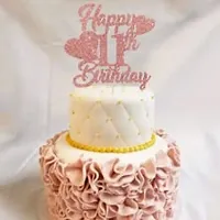 Zyozi Rose Gold Happy 11th Birthday Cake Topper, 11th Birthday Cake Topper for Baby Girls 11th Birthday-thumb3