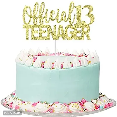 Zyozi  Gold Giltter Happy 13th Birthday Cake Topper - 13th Birthday, 13th Birthday Cake Decorations