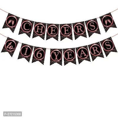 Zyozi 16th Birthday Decorations Banner, Cheers to 16 Years , 16th Banner For Wedding Anniversary Party Supplies Decorations-thumb0