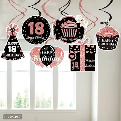 Zyozi 18th Birthday / Anniversary Party Decorations - Cheers to 18 Years Decorations  with Swirls Hanging - 6 PCS-thumb0