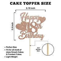 Zyozi  Rose Gold Happy 18th Birthday Cake Topper Eighteen Birthday 18th Birthday Cake Topper-thumb3