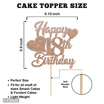 Zyozi  Rose Gold Happy 18th Birthday Cake Topper Eighteen Birthday 18th Birthday Cake Topper-thumb4