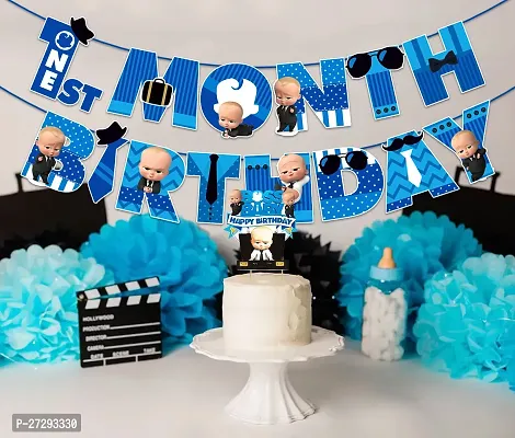 Zyozi  1st month birthday banner decorations for boy / 1st month baby boy photoshoot props /1st months banner-thumb3