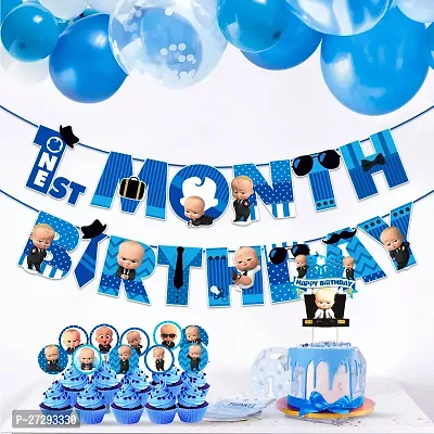 Zyozi  1st month birthday banner decorations for boy / 1st month baby boy photoshoot props /1st months banner-thumb5