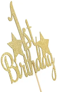 Zyozi 1st Birthday Cake Topper - First Birthday Topper, all the first birthday cake decorations - Gold-thumb1