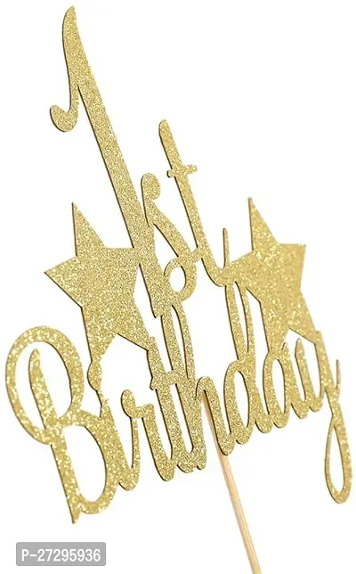 Zyozi 1st Birthday Cake Topper - First Birthday Topper, all the first birthday cake decorations - Gold-thumb2