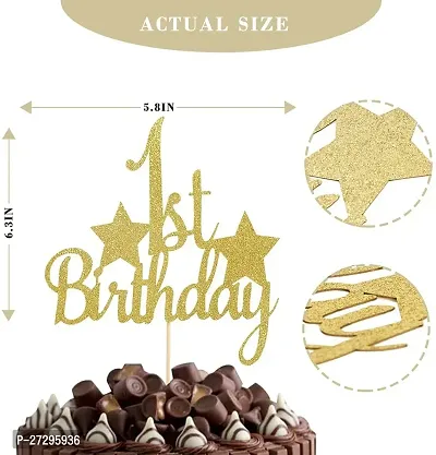 Zyozi 1st Birthday Cake Topper - First Birthday Topper, all the first birthday cake decorations - Gold-thumb5