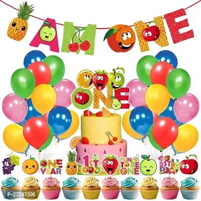 Zyozi Fruit Theme Party Decorations Set  With Banner, Balloons, Cake  Cupcake Topper - 37pcs