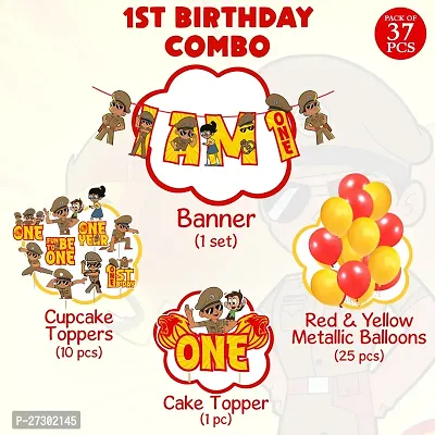 Zyozi Little Singham Birthday Decoration Kit - Banner, Cake Topper, Cupcake Toppers   Balloons (Pack of 37)-thumb2