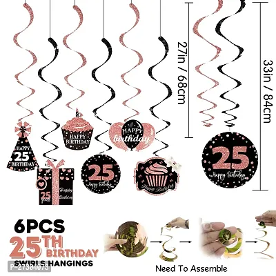 Zyozi Cheers to 25 Years Birthday / Anniversary Party Decorations Kit - Banner with Swirls  Balloons (Pack of 32)-thumb3