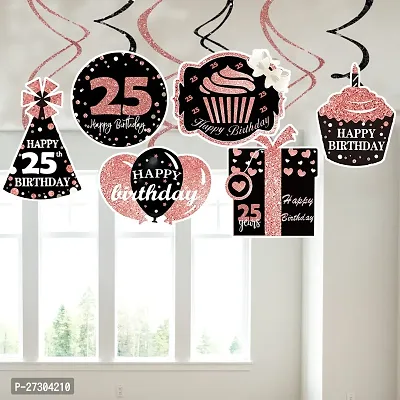 Zyozi Cheers to 25 Years Birthday / Anniversary Party Decorations Swirls Hanging - Pack Of 6