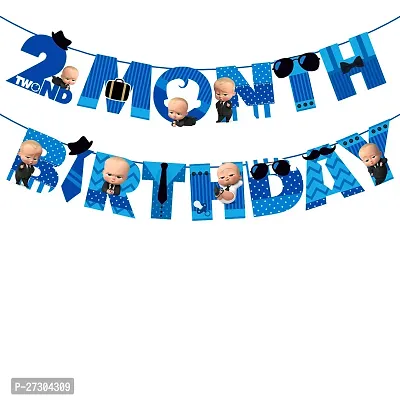 Zyozi 2nd Month Birthday Decorations For Boy - 2 Month Birthday Banner / 2nd Month Baby Photoshoot Items-thumb0