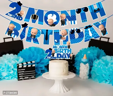 Zyozi 2nd Month Birthday Decorations For Boy - 2 Month Birthday Banner / 2nd Month Baby Photoshoot Items-thumb5