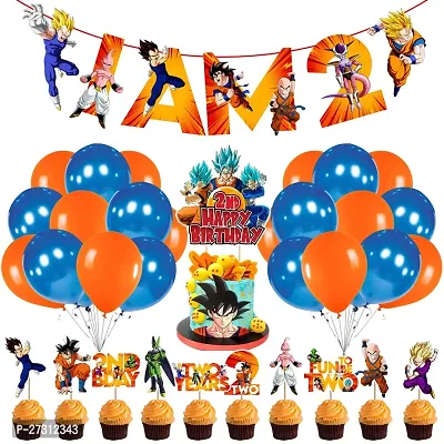 Zyozi Dragon Ball Z 2nd Birthday Decorations for Boys - Banner, Balloons, Cupcake   Cake Topper (Pack of 37)