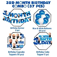 Zyozi  3rd Month Birthday Decorations Combo - Banner, Balloons, Cake  Cupcake Topper (Pack of 37)-thumb4