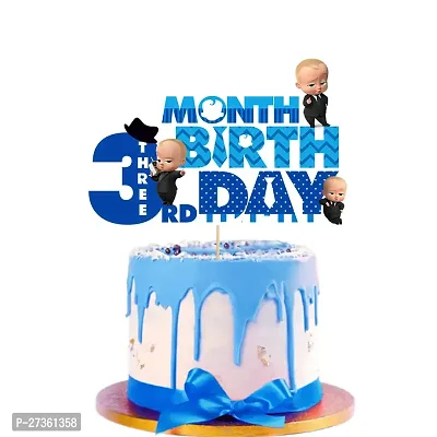 Zyozi 3rd Month Birthday Decorations Cake Topper - Boss Baby Theme Cake Topper