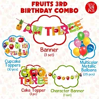 Zyozi Fruit Theme  3rd Birthday Party Decorations Set - Birthday  Character Banner, Balloons, Cake with Cupcake Topper - 38pcs-thumb3