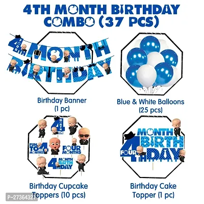 Zyozi  Boss Baby Theme  4th Month Birthday Decoration Combo / Four Month Birthday Decorations - 37 Pcs-thumb2