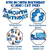 Zyozi Boss Baby Theme 5th Month Birthday Decorations Combo - Banner, Balloons, Cake  CupCake Topper - 37 Pcs-thumb1