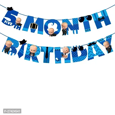 Zyozi  Boss Baby Theme  5th Month Birthday Decorations Banner - 5 Month Birthday Banner-thumb0