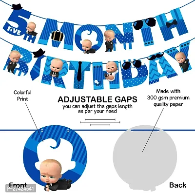 Zyozi  Boss Baby Theme  5th Month Birthday Decorations Banner - 5 Month Birthday Banner-thumb2