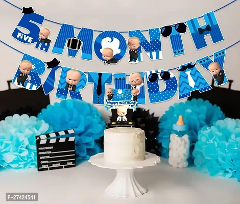 Zyozi  Boss Baby Theme  5th Month Birthday Decorations Banner - 5 Month Birthday Banner-thumb4