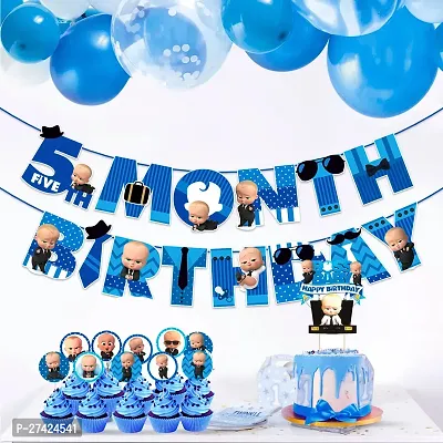 Zyozi  Boss Baby Theme  5th Month Birthday Decorations Banner - 5 Month Birthday Banner-thumb3