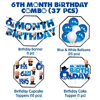 Zyozi Boss Baby Theme Six Month Birthday Decorations Combo - Banner,Balloons, Cake  CupCake Topper (Pack Of 37)-thumb1