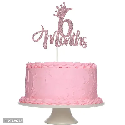 ZYOZI  6 Months Birthday / Anniversary Party Cake Topper - Pink