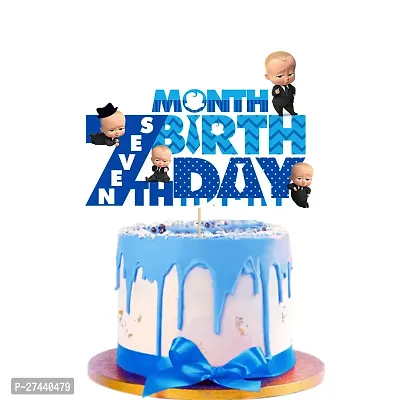 Zyozi  Boss Baby Theme 7th month Birthday Decorations Cake Topper - Boss Baby Month Cake Topper (7th Month)