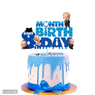ZYOZI  Boss Baby Theme 8th Month Birthday Cake Topper - Boss Baby Month Cake Topper (8th Month)