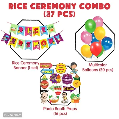 Zyozi Annaprashan Decoration Items - Photo Booth Props with Rice Ceremony Banner and Balloons (Pack Of 37)-thumb2