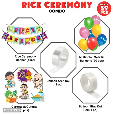 Zyozi Rice Ceremony Decorations Items - Banner, Balloons, Cardstock Cutout, Glue  Arch (Pack of 59)-thumb2