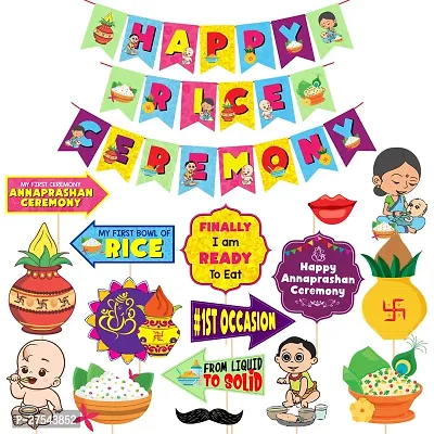 Zyozi Rice Ceremony Decorations Items - Banner   Photo Booth Props (Pack of 17)