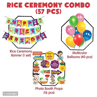 Zyozi Annaprashan Decoration Set - Rice Ceremony Banner, Balloons  Photo Booth Props (Pack Of 57)-thumb2