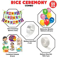 Zyozi Annaprashan Decorations Items - Banner, Balloons, Cardstock Cutout, Glue Dot (Pack of 59)-thumb1