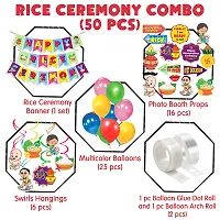 Zyozi Annaprasanam Decorations Combo - Banner, Balloons, Swirls Hanging, Photo Booth Props, Arch (Pack of 50)-thumb1