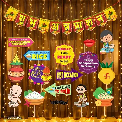 Zyozi Shubh Annaprasanam Bunting Banner, Photo Booth Props  LED Rice Light (Pack of 18)