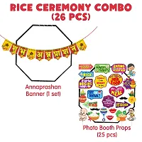 Zyozi  Annaprasanam Decoration Kit - Shubh Annaprashan Yellow  Red Banner  Photo Booth Props (Pack of 26)-thumb2